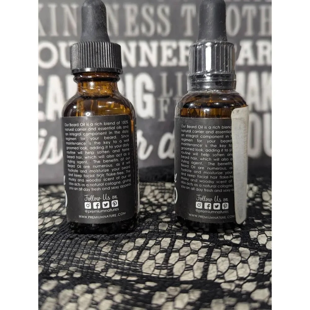 5/25 - 2 vials Premium Nature Beard Oil - NEW/SEALED